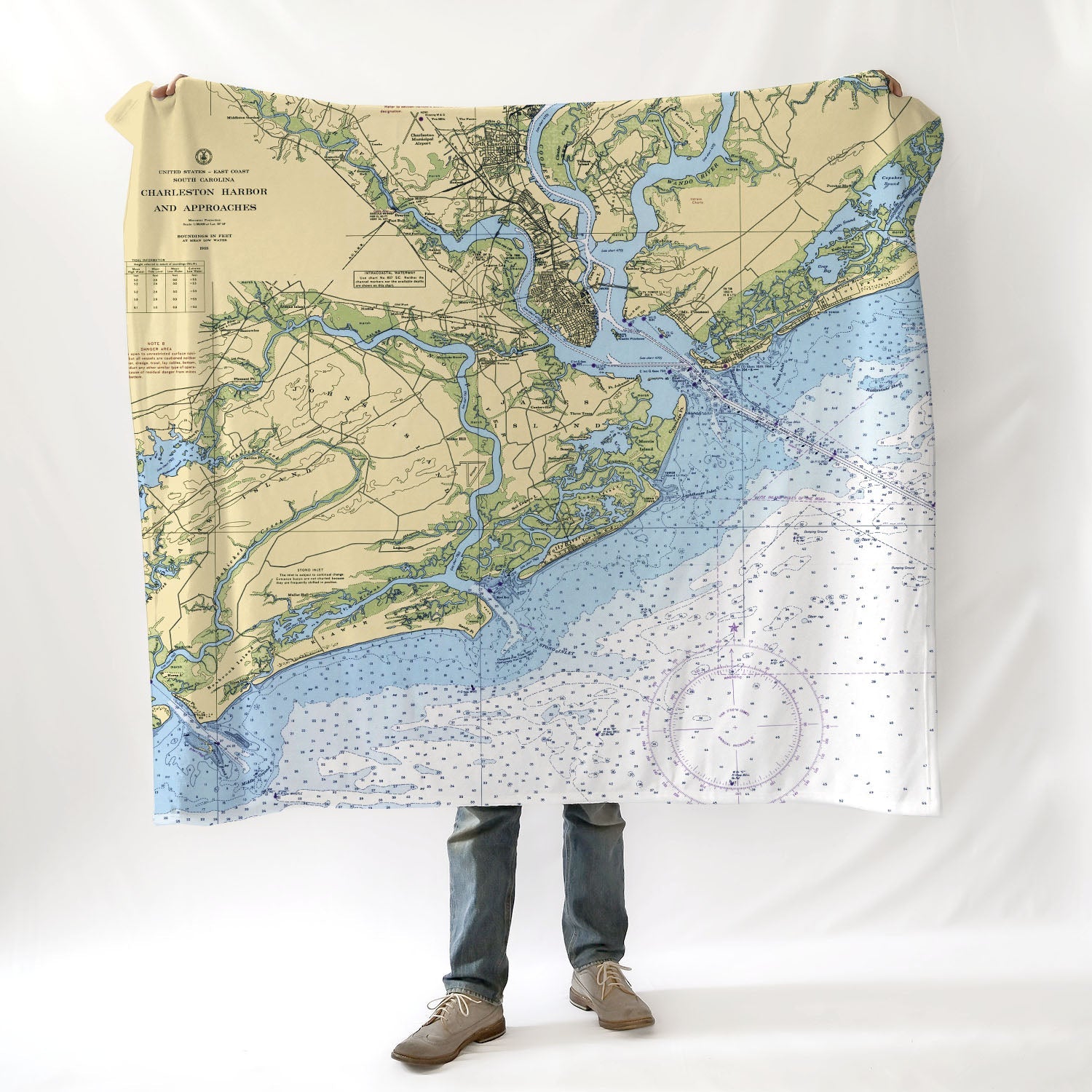 Charleston, SC Chart Blanket - Maritime Tribes USABlanket