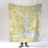 Charleston, SC Nautical Chart Blanket - Maritime Tribes USABlanket