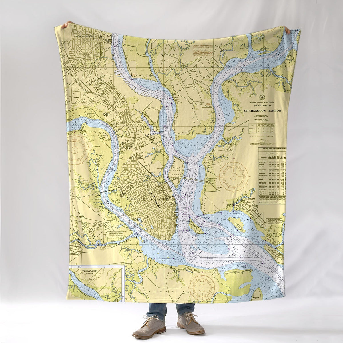 Charleston, SC Nautical Chart Blanket - Maritime Tribes USABlanket