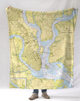 Charleston, SC Nautical Chart Blanket - Maritime Tribes USABlanket