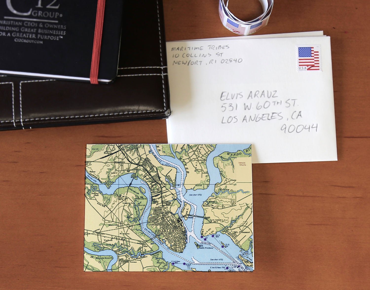 Charleston, South Carolina, Chart Notecard, Pack of 24 Notecards - Maritime Tribes USANotecard