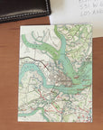 Charleston, South Carolina, Vintage Map Notecard, Pack of 24 Notecards - Maritime Tribes USANotecard