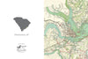 Charleston, South Carolina, Vintage Map Notecard, Pack of 24 Notecards - Maritime Tribes USANotecard