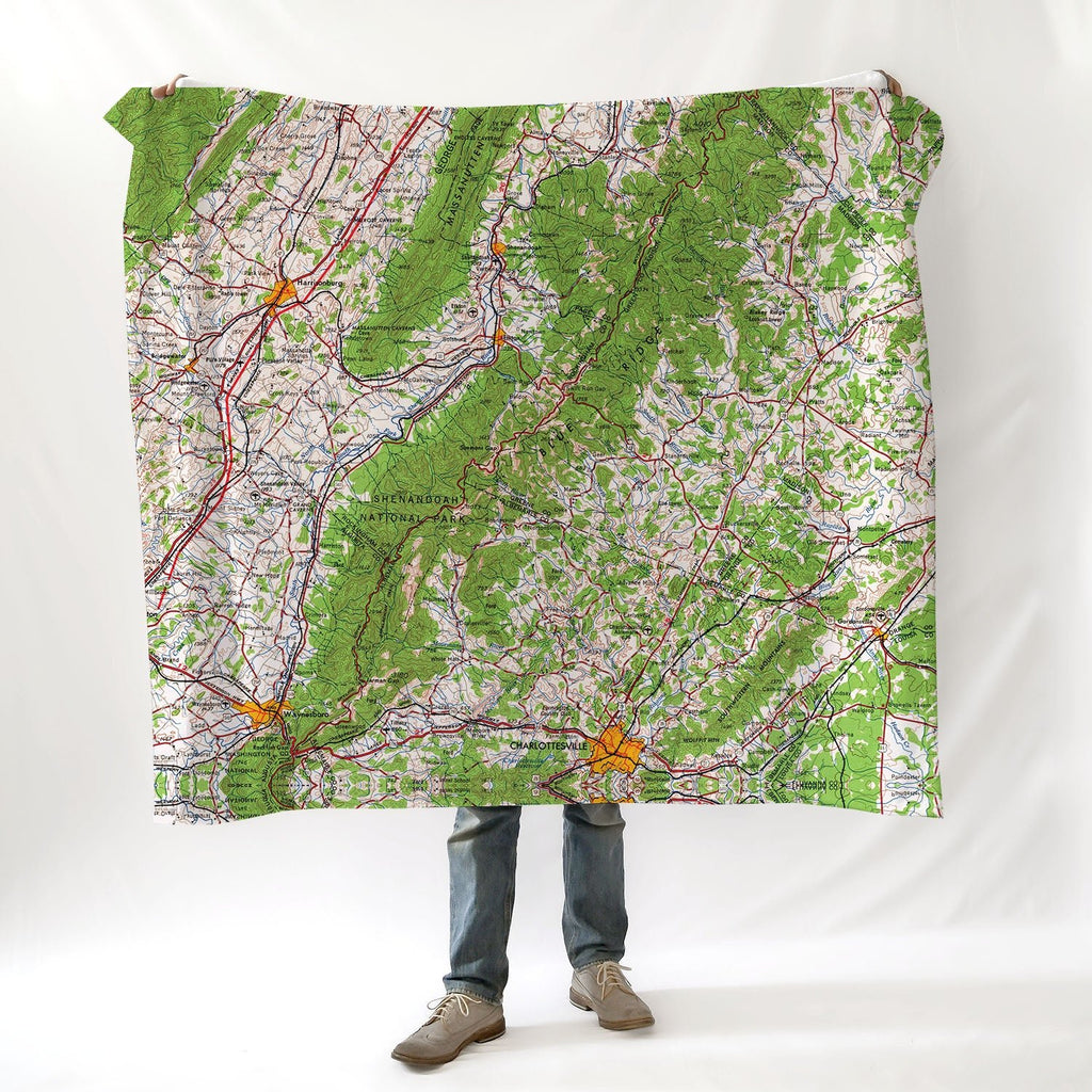 Charlottesville, VA Topo Map Blanket - Maritime Tribes USABlanket