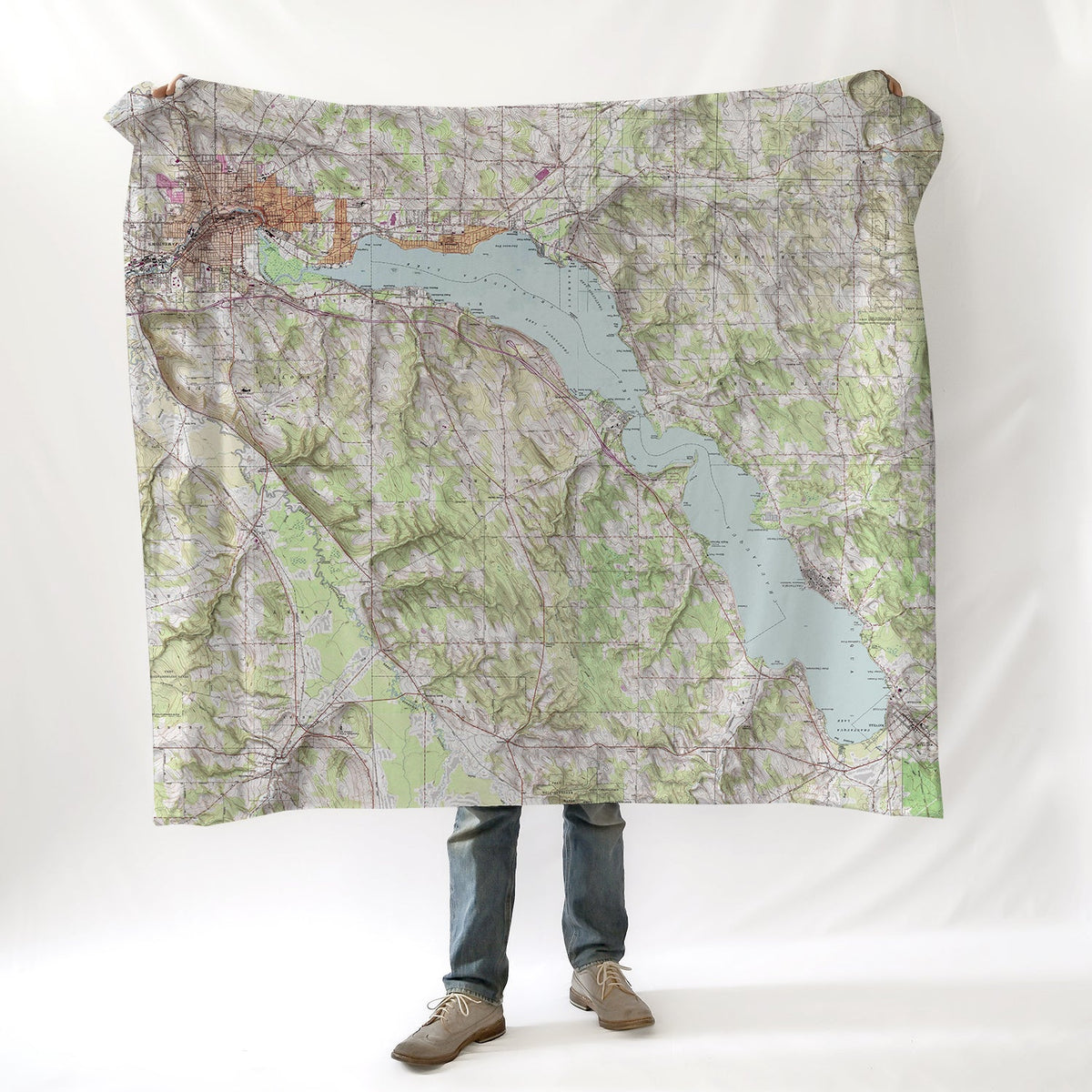 Chautauqua Lake, NY Vintage Map, modern Topo Blanket - Maritime Tribes USABlanket