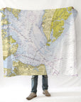 Chesapeake Bay Entrance VA Nautical Chart Blanket - Maritime Tribes USABlanket