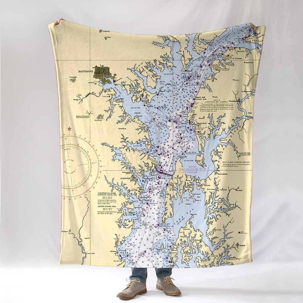 Chesapeake Bay (Maryland) Nautical Chart Blanket - Maritime Tribes USABlanket