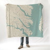 Chesapeake Bay Southern Part Sea Glass Style Blanket - Maritime Tribes USABlanket