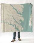 Chesapeake Bay Southern Part Sea Glass Style Blanket - Maritime Tribes USABlanket
