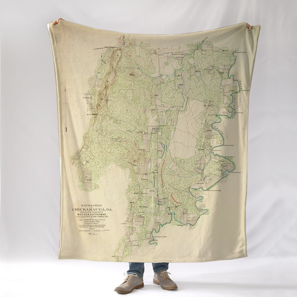 CHICKAMAUGA Battle MAP, GA Blanket - Maritime Tribes USABlanket