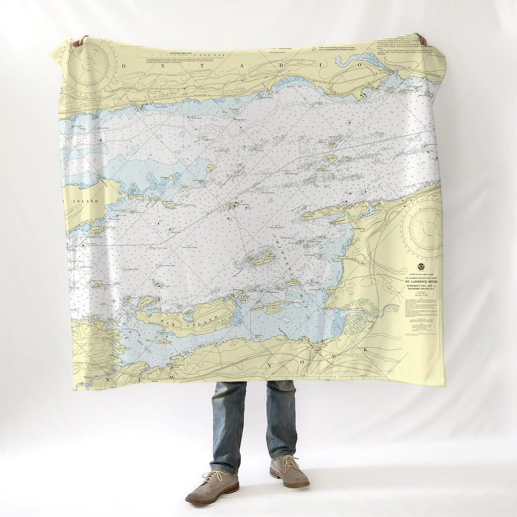 Chippewa Bay, NY St. Lawrence River Nautical Chart Blanket - Maritime Tribes USABlanket
