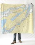 Clayton to Alexandria Bay, NY Nautical Chart Blanket - Maritime Tribes USABlanket