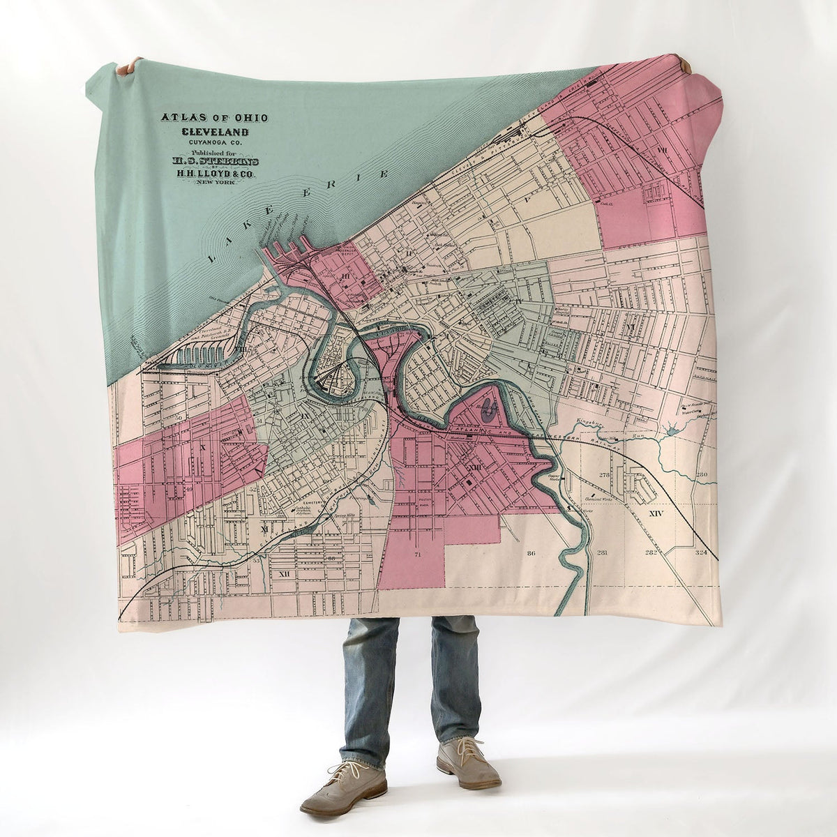 Cleveland Vintage Map Blanket - Maritime Tribes USABlanket