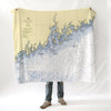 Coast of Maine, Nautical Chart Blanket - Maritime Tribes USABlanket