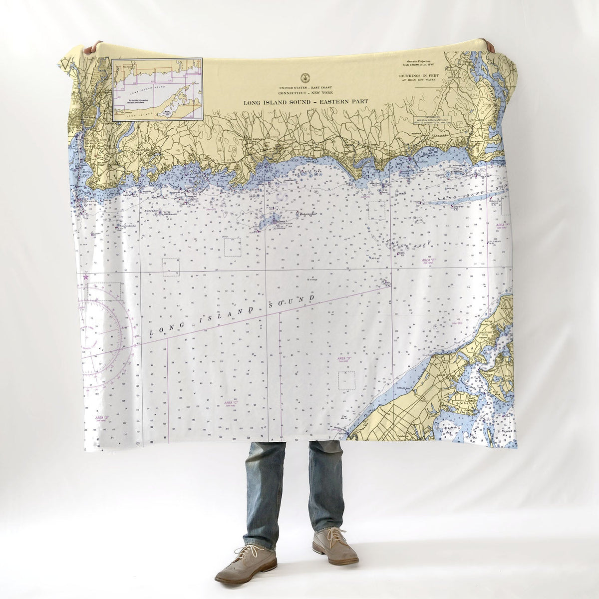 Coastal, CT Nautical Chart Blanket - Maritime Tribes USABlanket