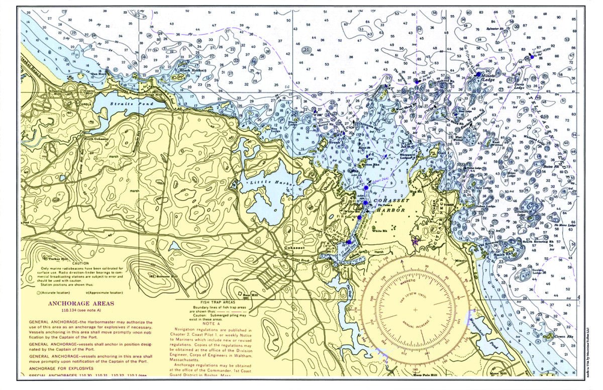 Cohasset, MA Vintage Chart Placemat - Maritime Tribes USALaminated Placemat