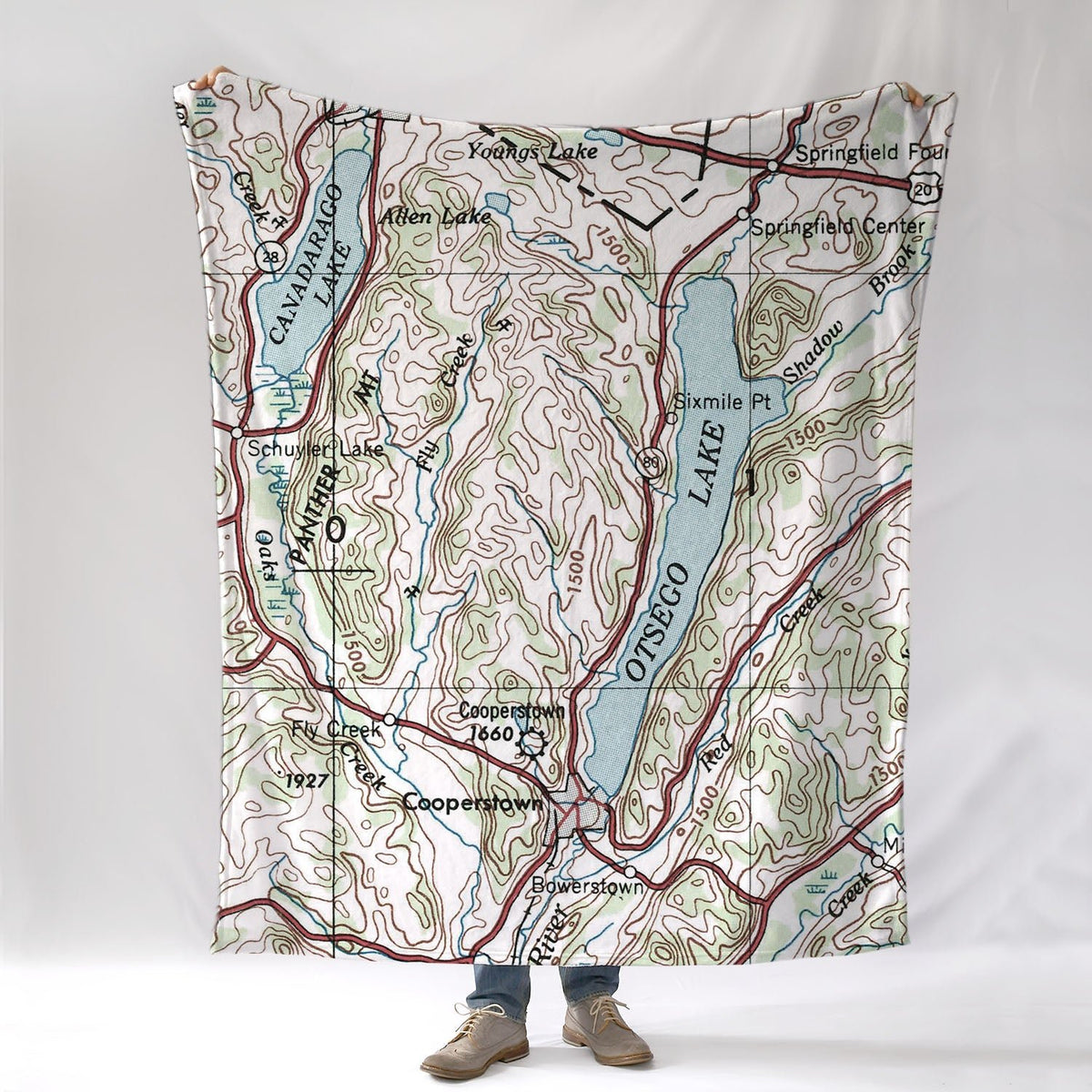 Cooperstown NY (Binghamton County) Vintage Topo Map Blanket - Maritime Tribes USABlanket
