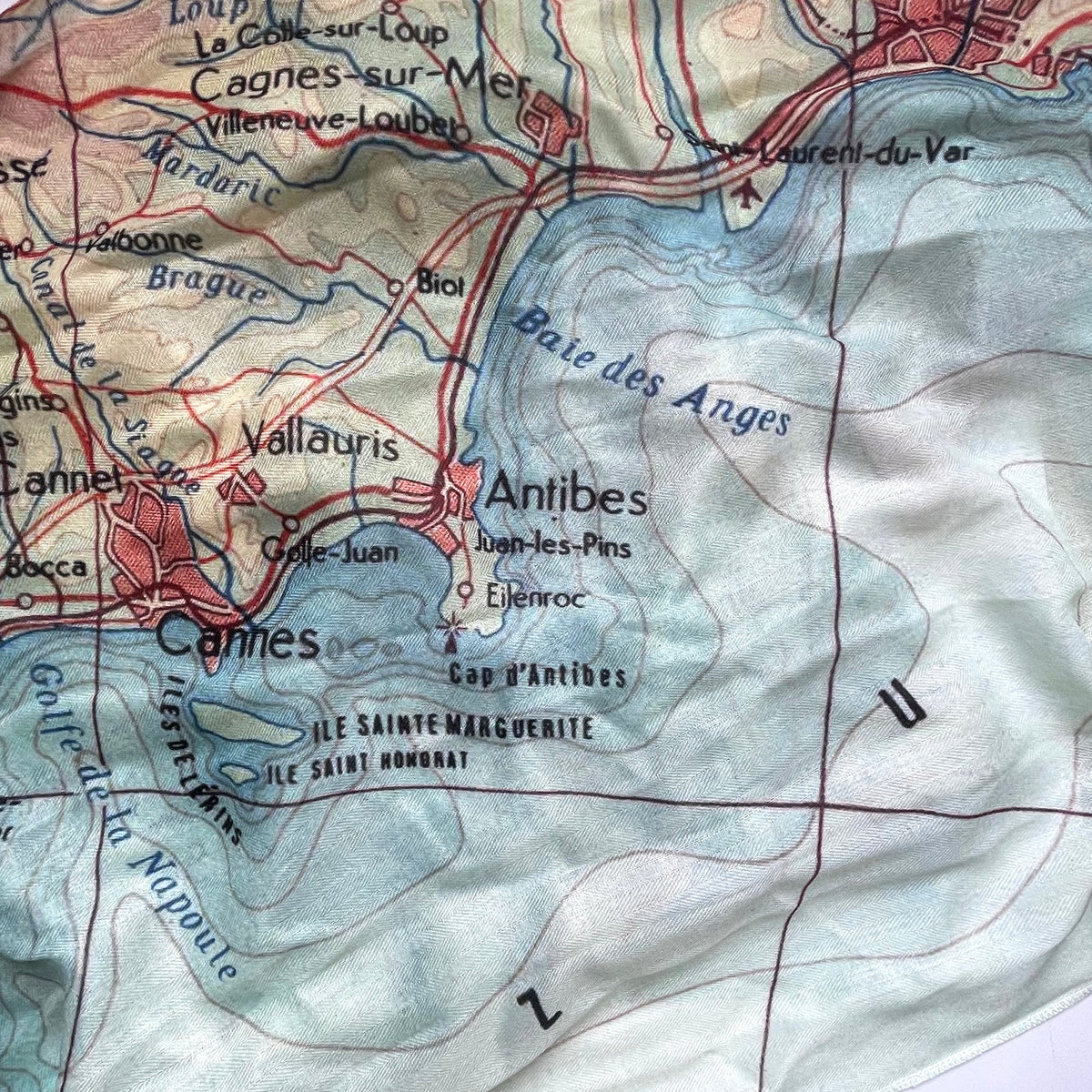 Côte d'Azur, (South of France a.k.a. French Riviera) Map Scarf - Maritime Tribes USAScarf