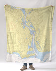 CT River View Nautical Chart Blanket - Maritime Tribes USABlanket