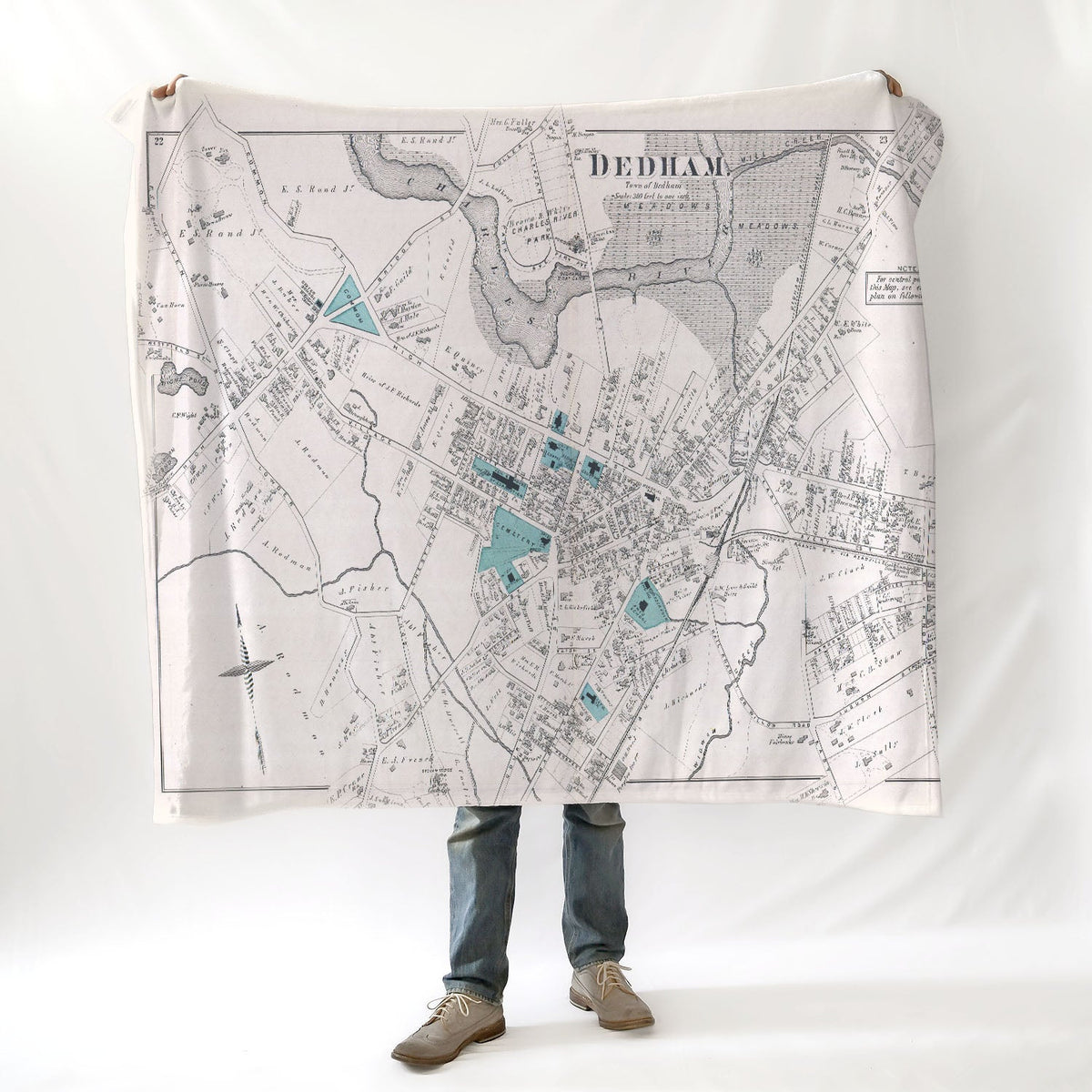 Dedham, MA Antique Map Blanket - Maritime Tribes USABlanket
