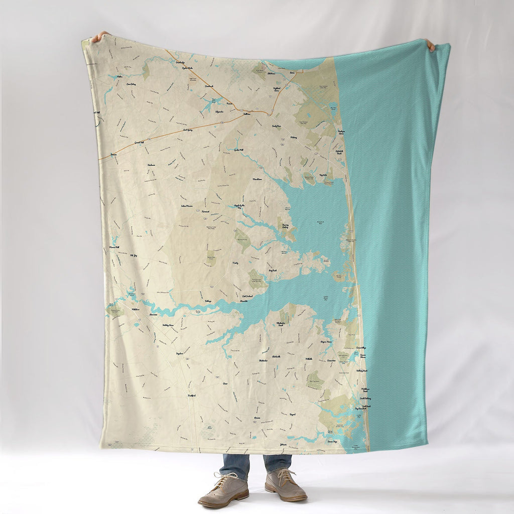 Delaware Coast Modern Wave Map Blanket - Maritime Tribes USABlanket