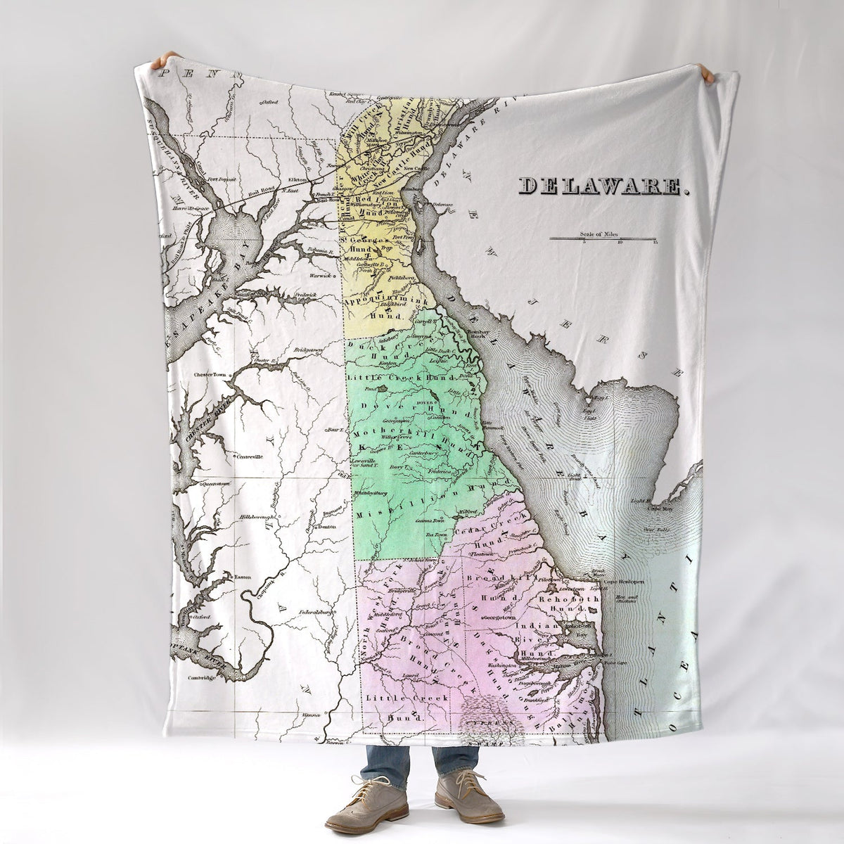 Delaware State Vintage Map Blanket - Maritime Tribes USABlanket