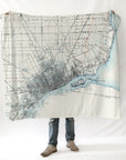Detroit River, MI Antique Map Blanket - Maritime Tribes USABlanket