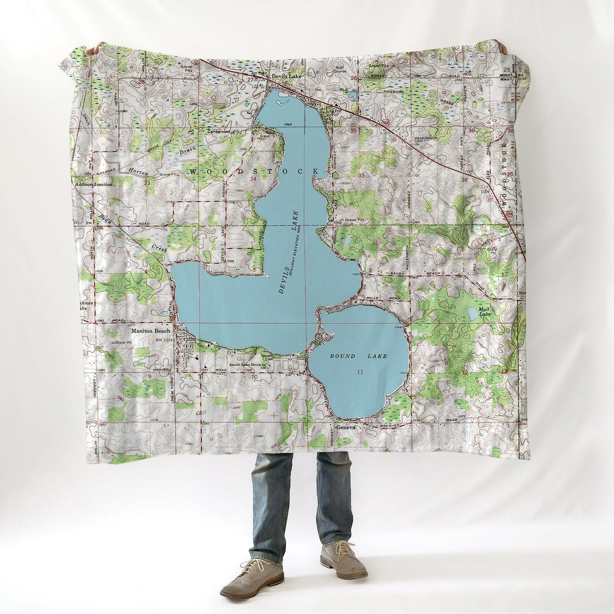 Devil's Lake, MI.TOPO Blanket - Maritime Tribes USABlanket