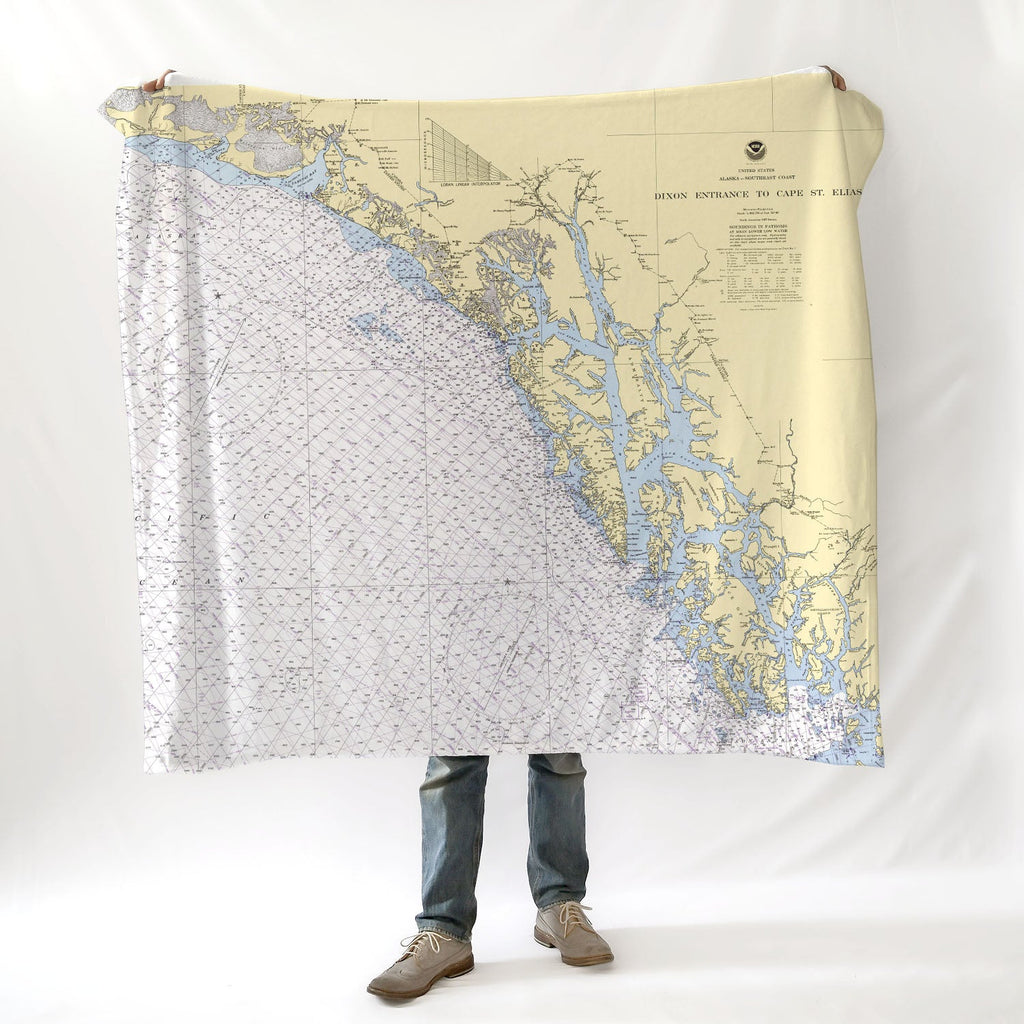 Dixon Entrance to Cape St. Elias Nautical Chart Blanket - Maritime Tribes USABlanket