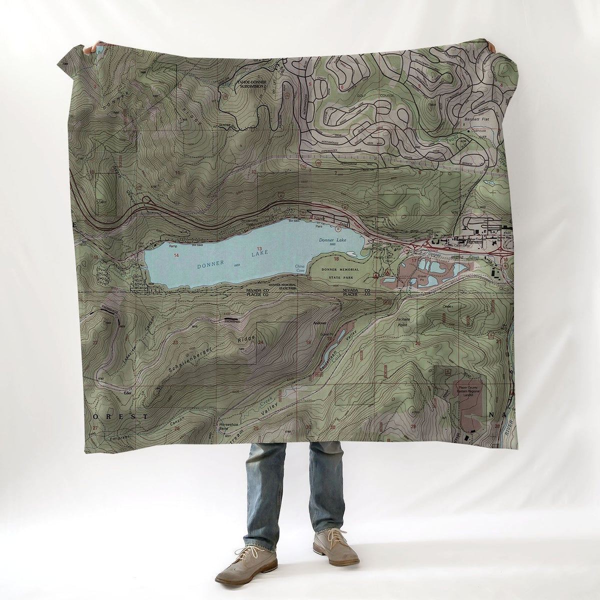 Donner Lake, CA topo Map Blanket - Maritime Tribes USABlanket