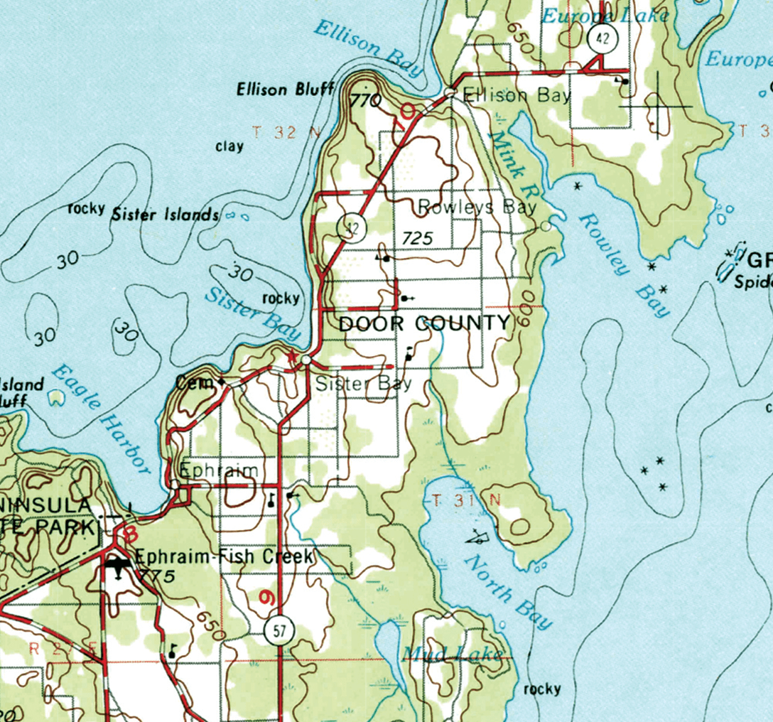 Door County, WI Vintage Topographical Map Blanket - Maritime Tribes USABlanket