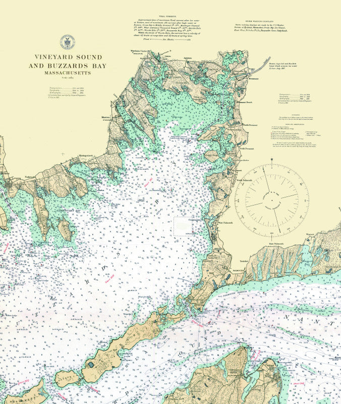 Woods Hole - Falmouth Vintage Nautical Chart Baby Blanket