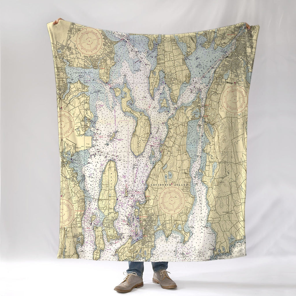 East Greenwich, Narragansett Bay, RI Nautical Chart Blanket - Maritime Tribes USABlanket