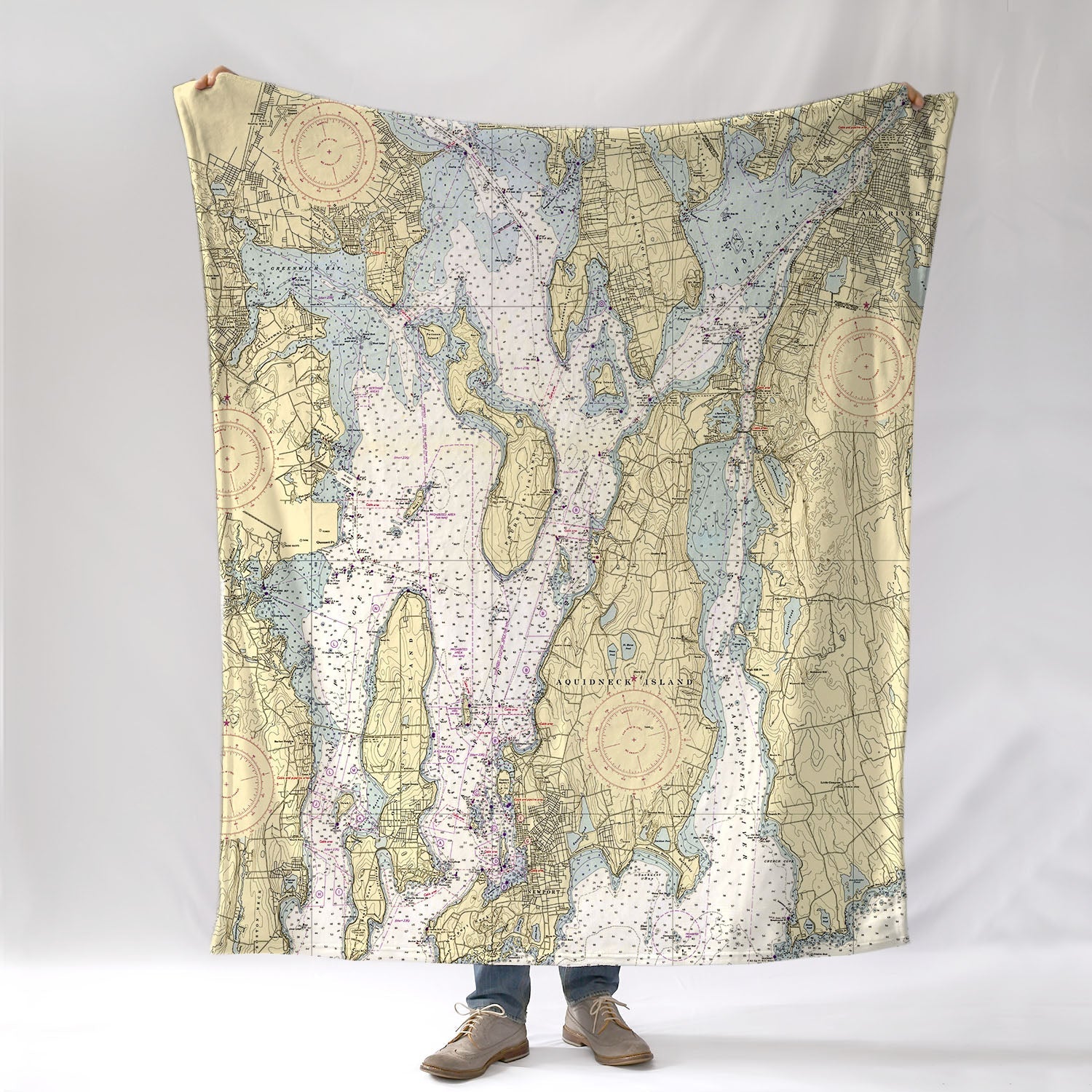 East Greenwich, Narragansett Bay, RI Nautical Chart Blanket - Maritime Tribes USABlanket