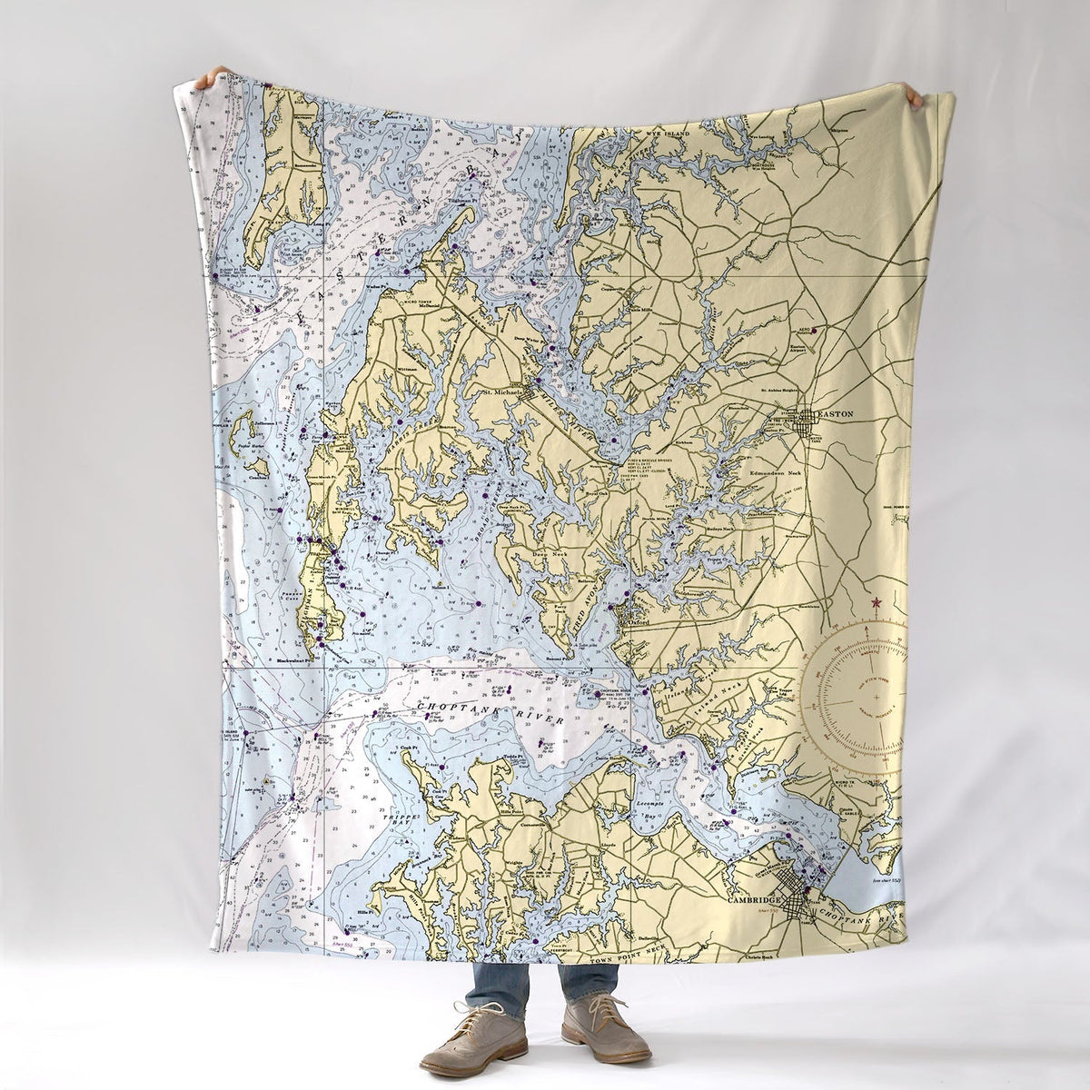Easton MD Chesapeake Bay Nautical Chart Blanket - Maritime Tribes USABlanket