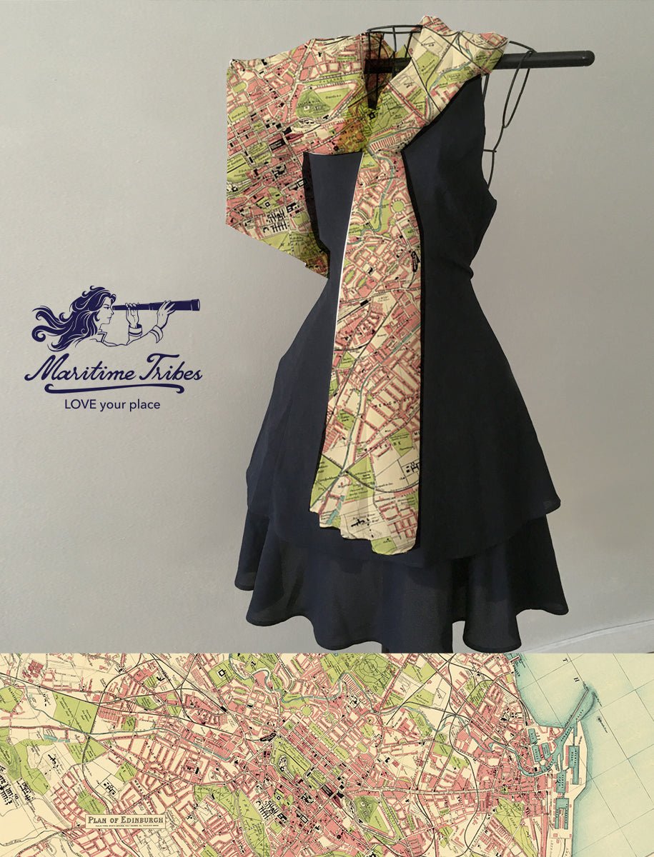 Edinburgh, Scotland Vintage City Map Scarf - Maritime Tribes USAScarf