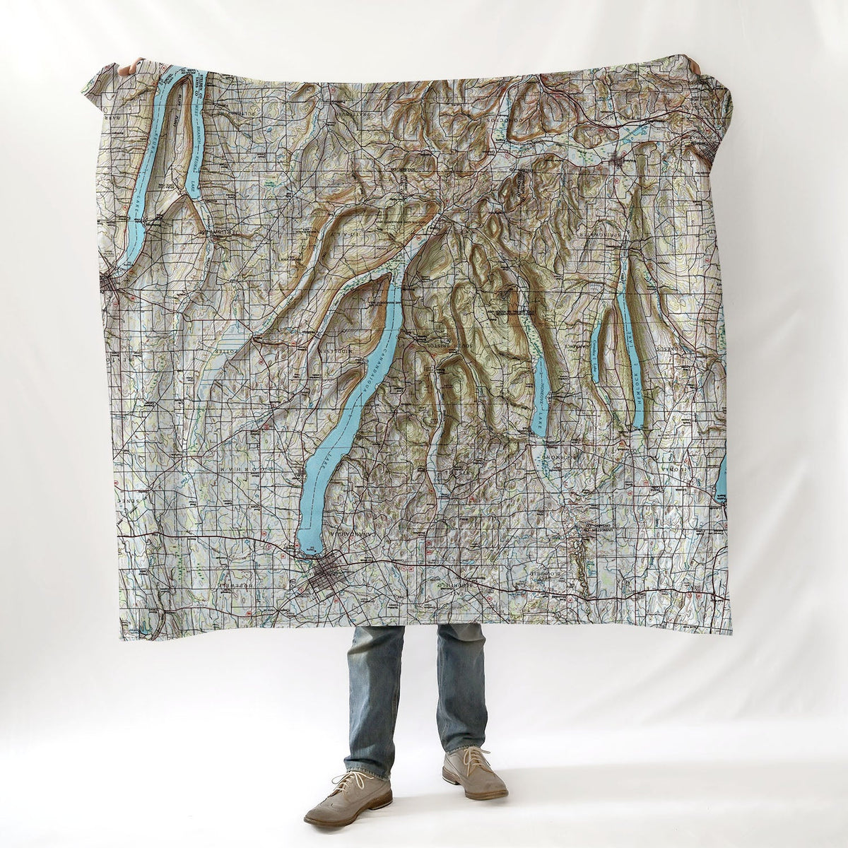 Finger Lakes, Canandaigua Lake, NY Topo Blanket - Maritime Tribes USABlanket