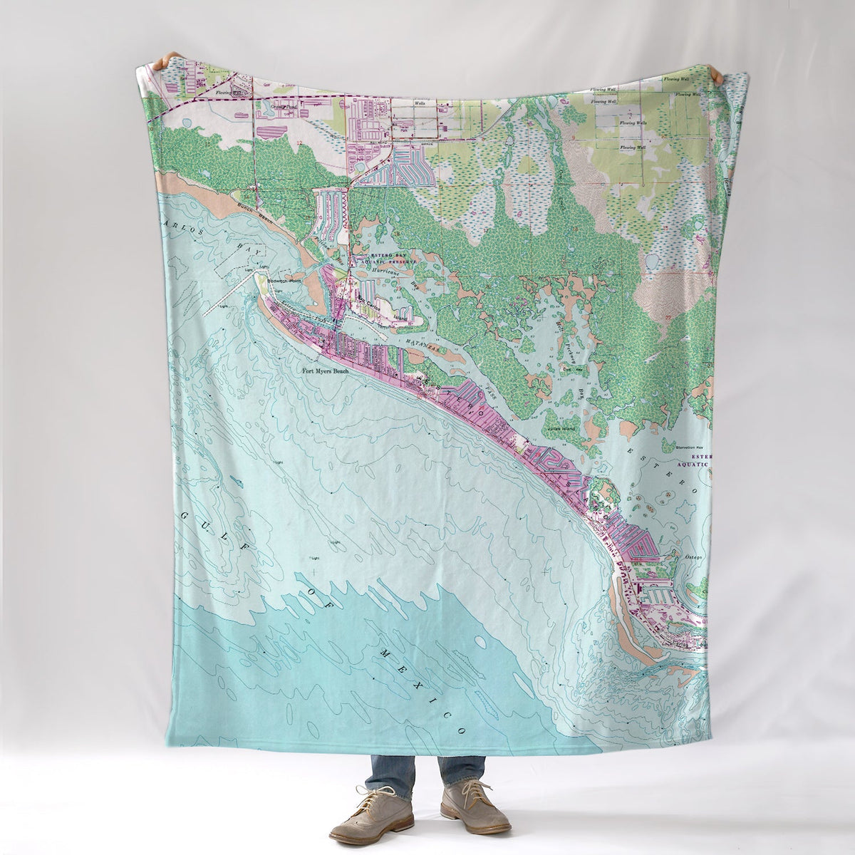 Fort Myers Beach, FLBright Topo Blanket - Maritime Tribes USABlanket