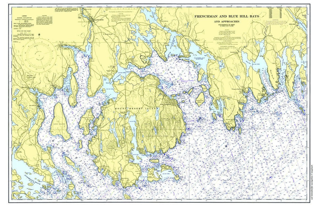 Frenchman & Blue Hill Bays, Maine Chart Placemat - Maritime Tribes USALaminated Placemat