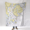 Frenchman & Blue Hill Bays, ME Nautical Chart Blanket - Maritime Tribes USABlanket