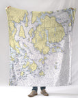 Frenchman & Blue Hill Bays, ME Nautical Chart Blanket - Maritime Tribes USABlanket