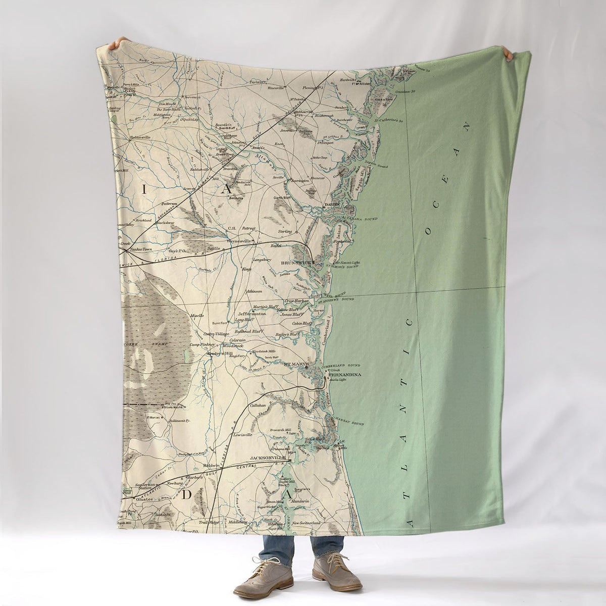 Georgia Barrier Islands Antique Map Blanket - Maritime Tribes USABlanket