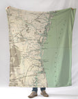 Georgia Barrier Islands Antique Map Blanket - Maritime Tribes USABlanket