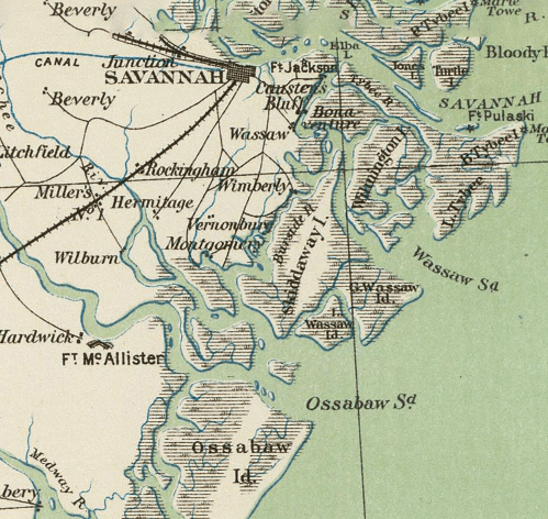 Georgia's Barrier Islands Vintage Map Scarf (St. Augustine to Savannah) - Maritime Tribes USAScarf