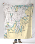 Grand Traverse Bay, MI Nautical Chart Blanket - Maritime Tribes USABlanket