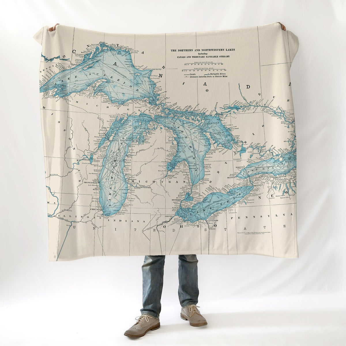 Great Lakes Vintage Map Blanket - Maritime Tribes USABlanket