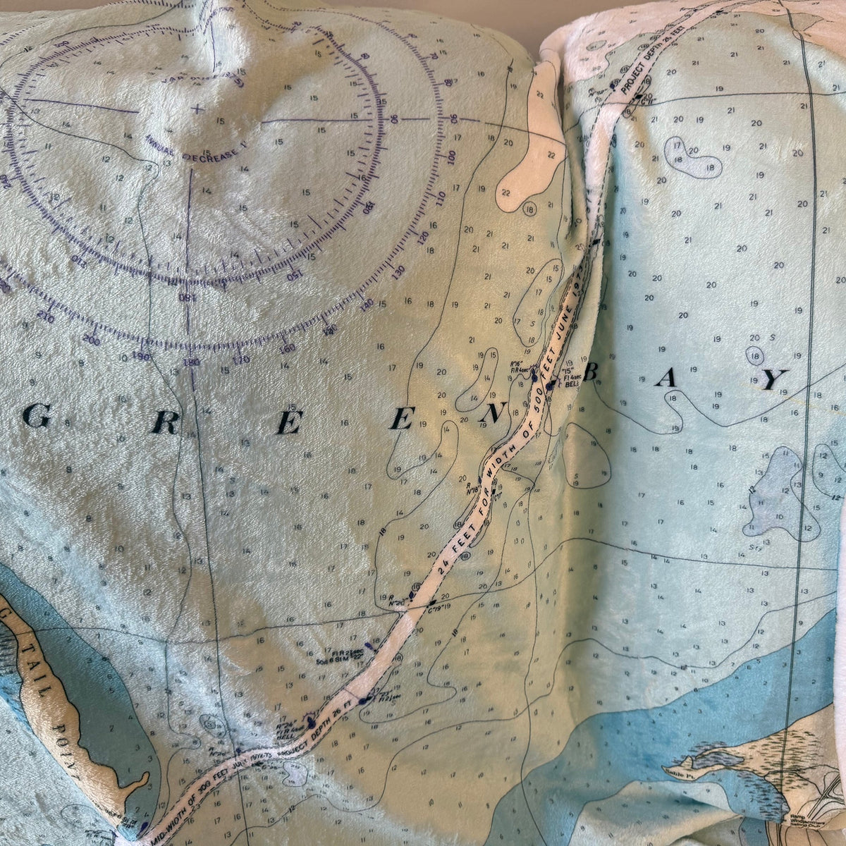 Green Bay, WI Nautical Chart Blanket - Maritime Tribes USABlanket