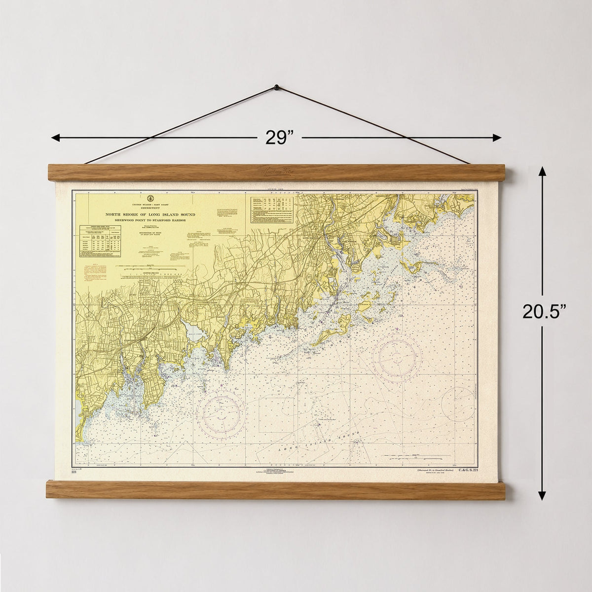Greenwich to Westport, Connecticut (Norwalk Islands) Nautical Chart Canvas Wall Scroll - Maritime Tribes USAScroll