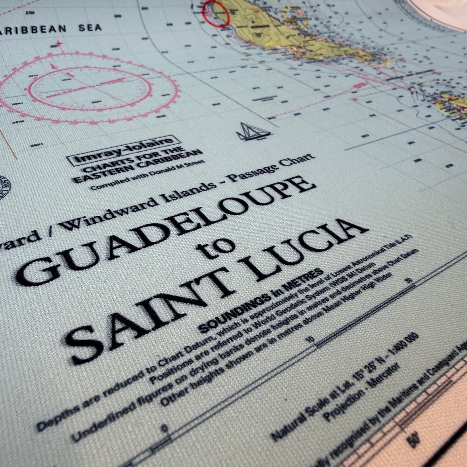 Guadeloupe to St. Lucia Nautical Chart Wall Scroll - Maritime Tribes USA