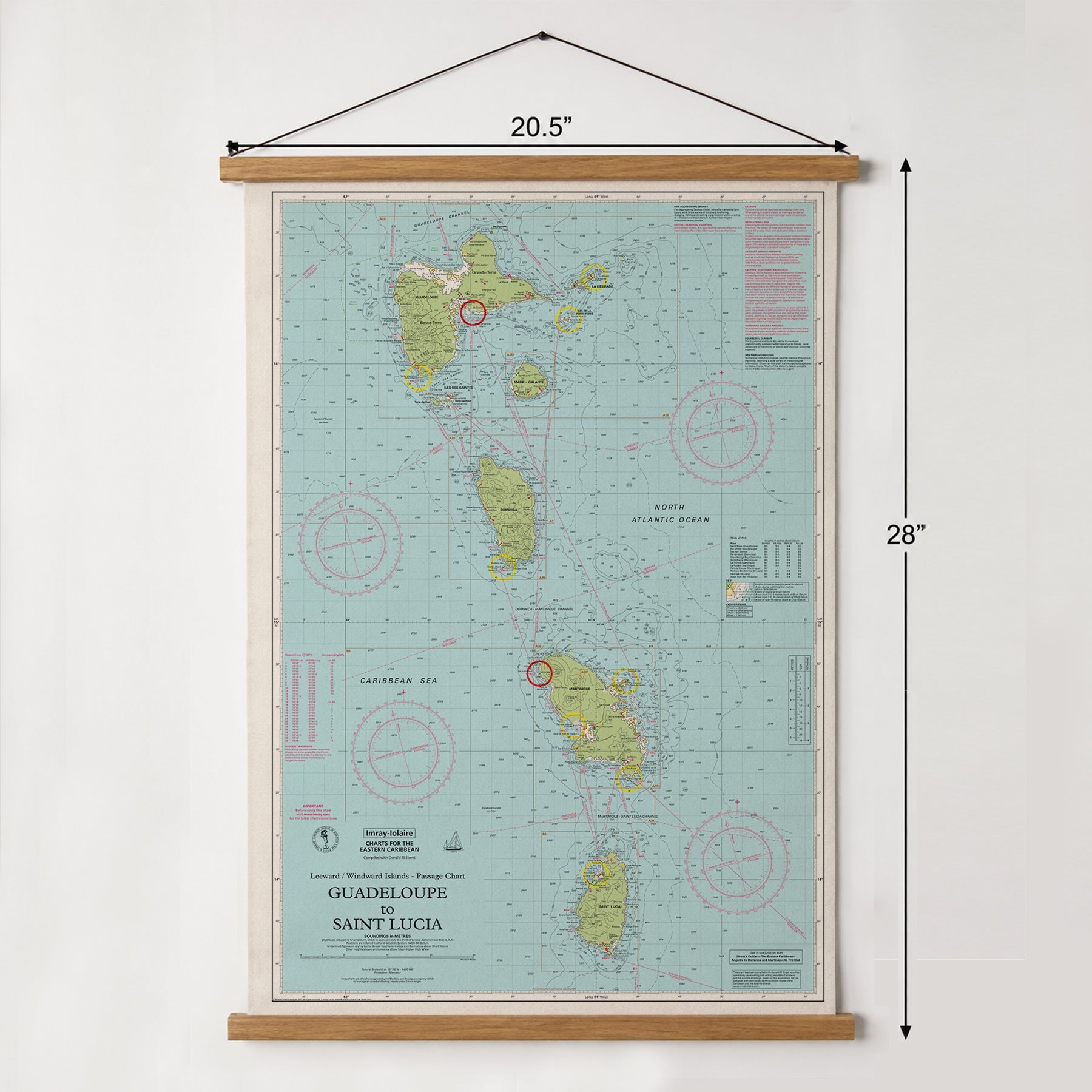 Guadeloupe to St. Lucia Nautical Chart Wall Scroll - Maritime Tribes USA